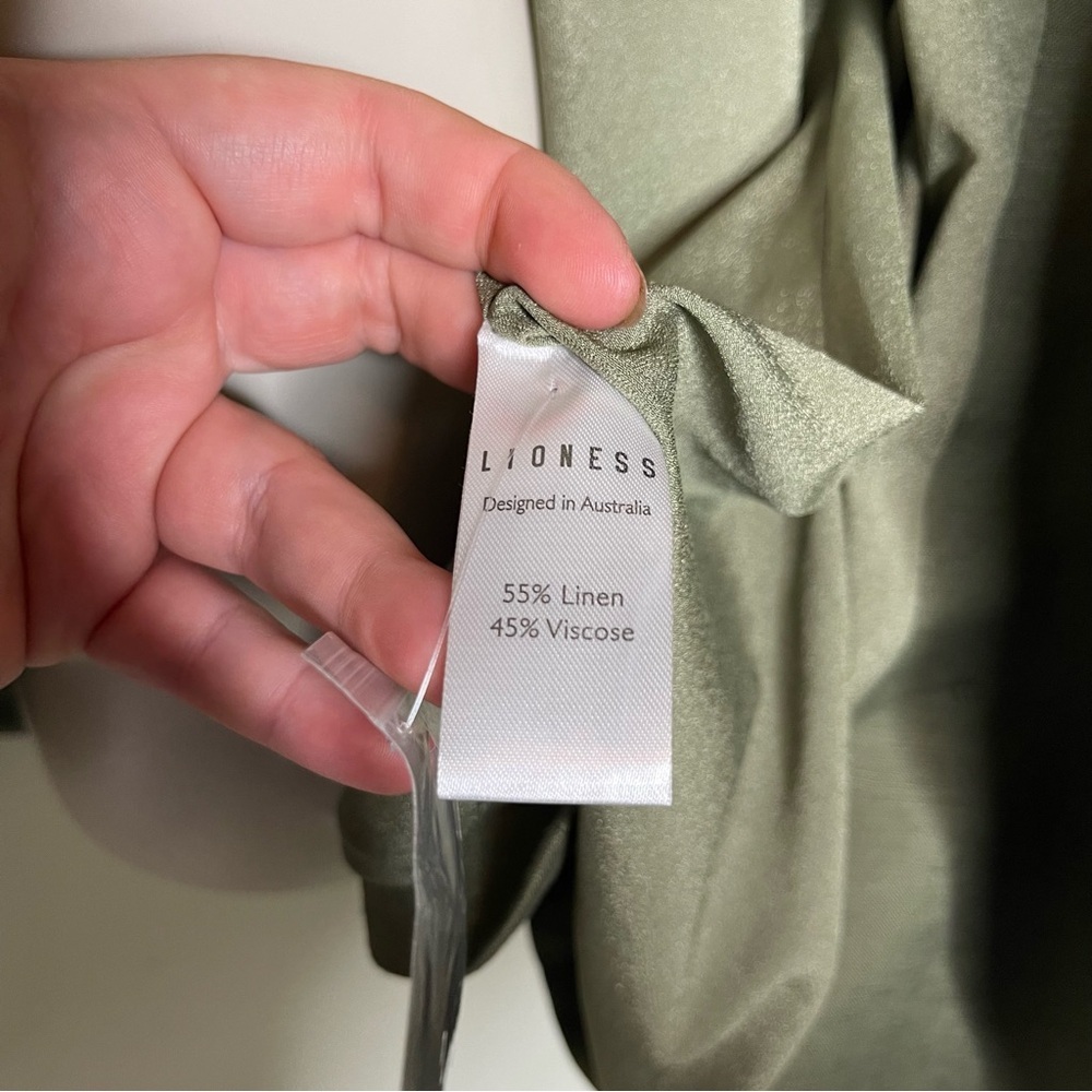 Lioness La Quinta Khaki Olive Green Linen Blend oversized Blazer sz XS - Picture 5 of 10